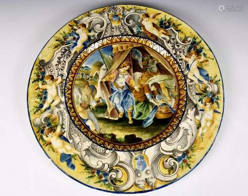 An 18th century Italian Majolica charger of massive proporti...