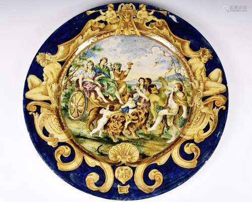 An 18th century Italian Majolica charger of massive proporti...