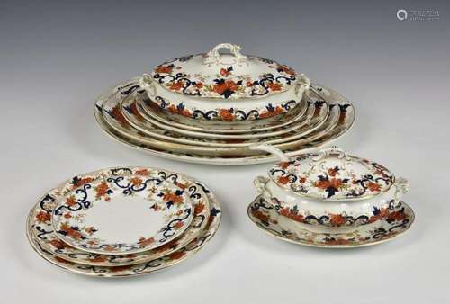 A Victorian china part-dinner service decorated with roses a...