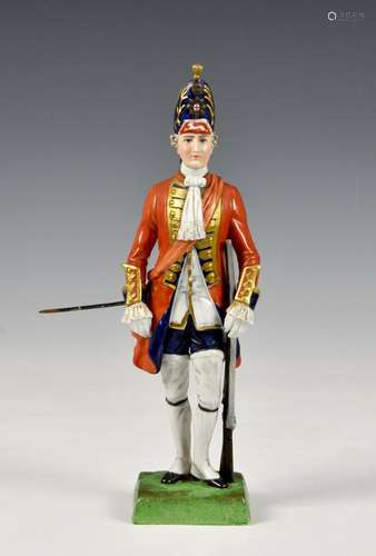 A Dresden porcelain figure - Officer Grenadier Company Colds...