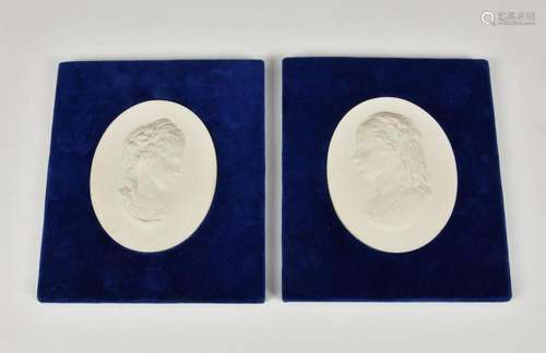 A pair of Parian ware portrait plaques