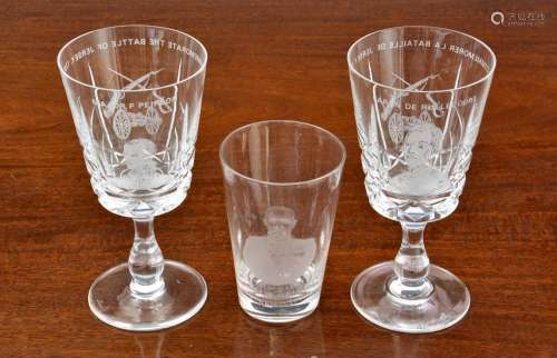 Two Jersey Commemorative wine glasses 'Battle of Jersey&...
