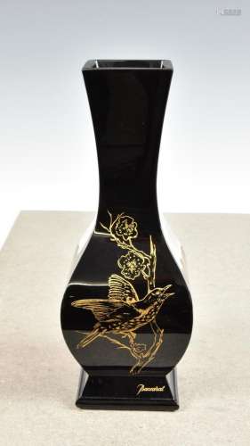 A Baccarat black glass baluster shaped square section vase J...