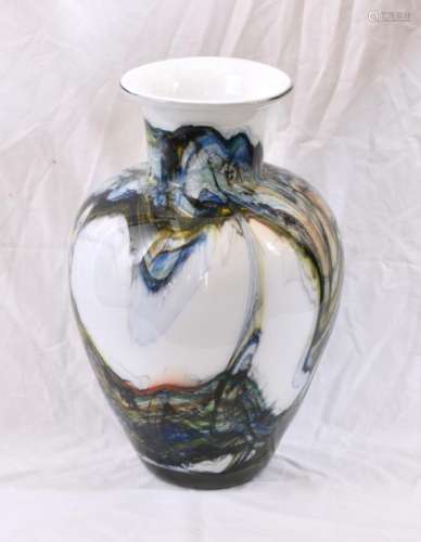 A large Murano style multi coloured glass vase having free-f...