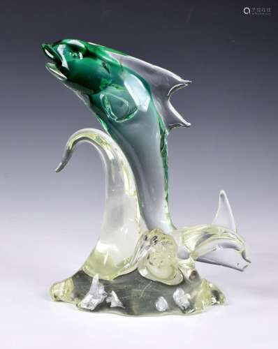 A large Murano glass fish sculpture signed Rostrato 1976, cl...