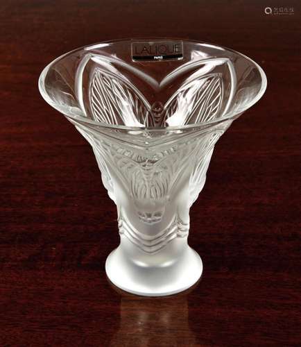 A modern Lalique 'Cigales' trumpet vase signed Laliq...