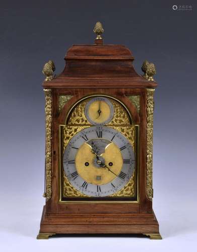 A good George III mahogany and ormolu bracket clock with ala...