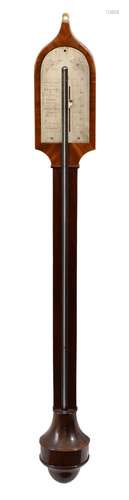 An early 19th century mahogany stick barometer the case with...