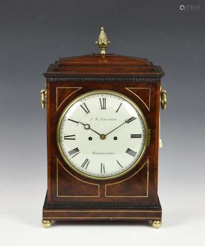 A George IV mahogany and brass strung bracket clock with pul...