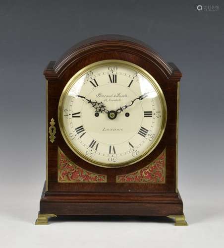 A late 19th century mahogany and brass mantle clock signed B...