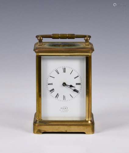 A mid to late 19th century brass carriage clock signed '...