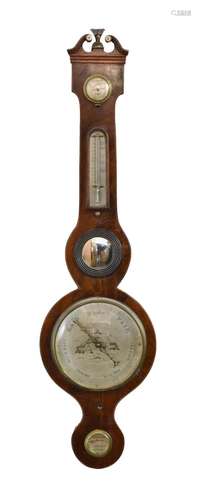 A Regency mahogany wheel barometer by D. Luvate of Preston