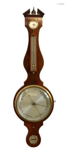 A large late Regency mahogany wheel barometer by B. Gally