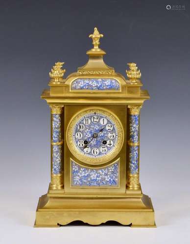 A late 19th century French gilt brass mantel clock in the Ae...