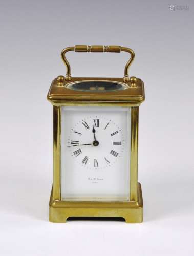 An antique French carriage clock c.1900, single train moveme...