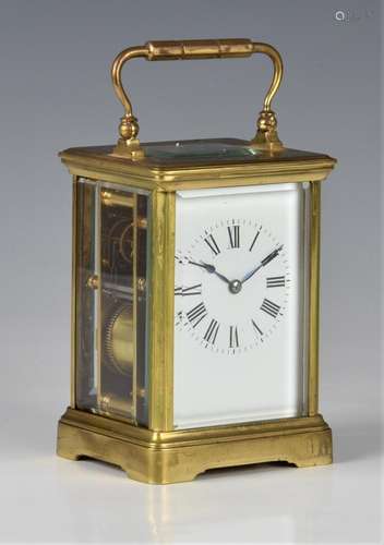 A French gilt brass carriage clock