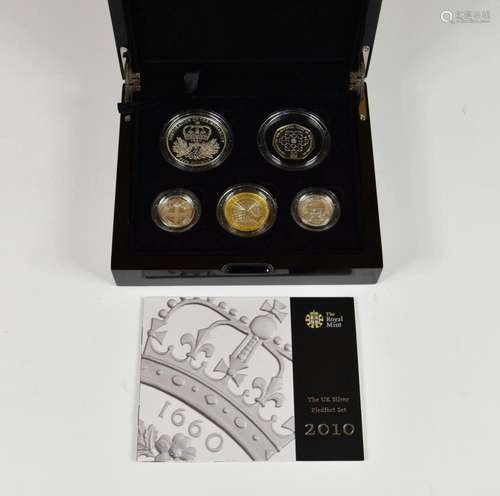 Numismatics interest - The Royal Mint 2010 UK Silver Five Co...