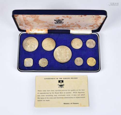 Royal Mint Elizabeth II Bahama Islands nine coin set 1966