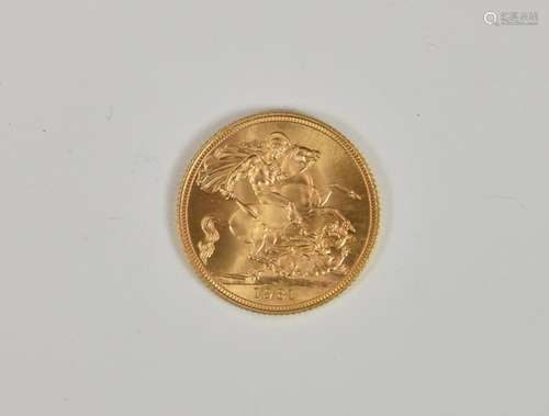 An Elizabeth II 1981 gold full sovereign coin.