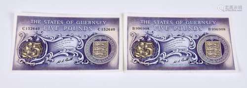 BRITISH BANKNOTES - The States of Guernsey - Five Pounds (2)...