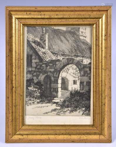 A small gilt framed engraving "A Jersey Farm" sign...