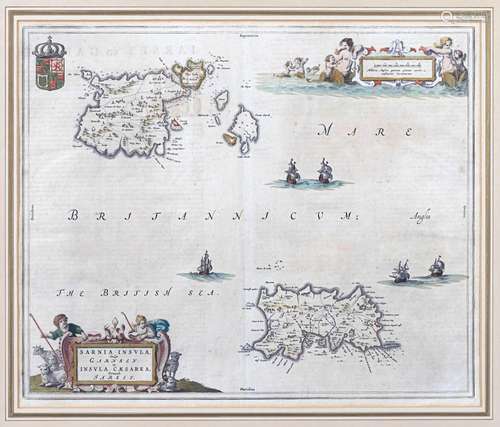 Joan Blaeu (1596-1673) Map of Jersey and Guernsey, inscribed...