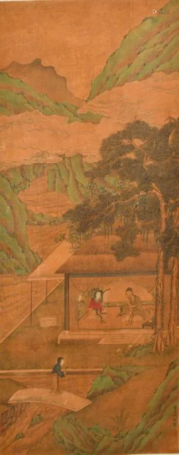 After Chou Ying (1494-1552) Figures Hanging Scroll