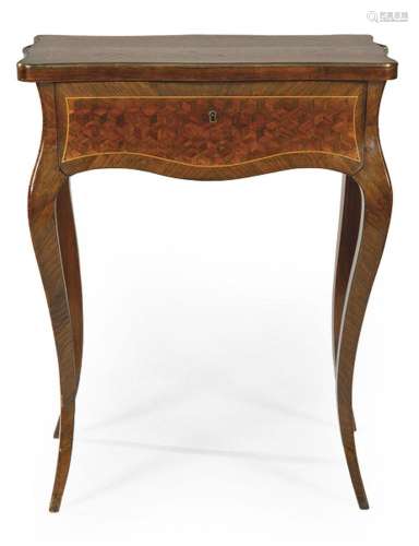 Napoleon III sewing table, Louis XV style in rosewood and ro...