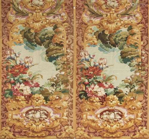 Pair of French curtains-tapestry design Savonnerie S. XIX