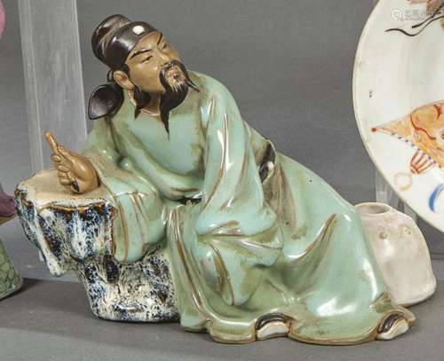 Partially glazed Chinese porcelain inkwell S. XX