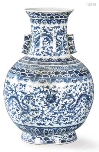 Hu-type vessel in Chinese porcelain, blue and white, Qing Dy...