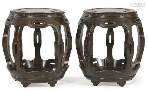 Pair of Chinese wooden stools S. XX