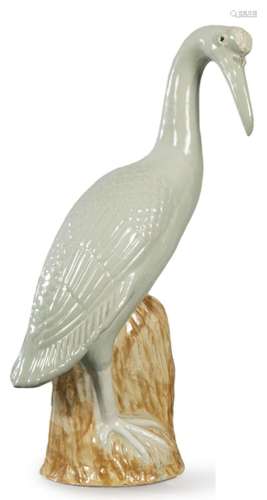 "Heron" in Chinese porcelain with celadon glaze, S...