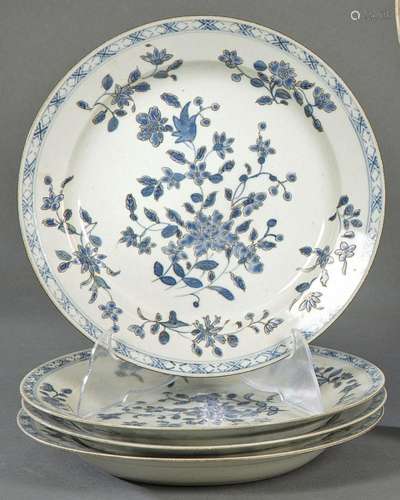 Set of eight blue and white India Company porcelain plates Q...