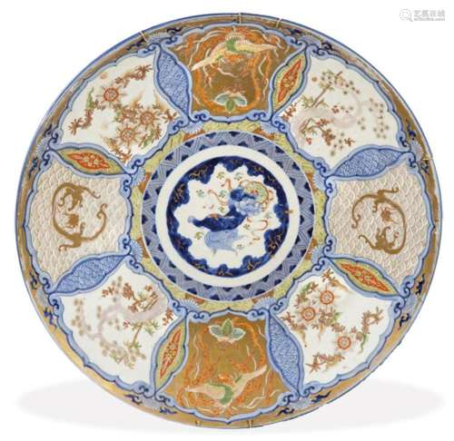 Large Japanese porcelain plate possibly Imari, Meiji period ...