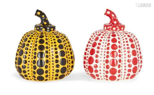 YayoiKusama,Japaneseb.1929-Pumpkins,2016;twopaintedcastresin