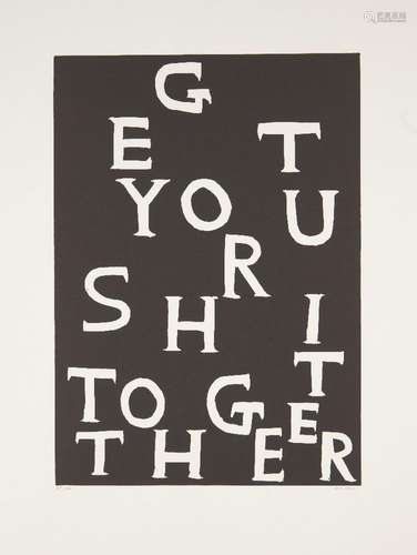 DavidShrigleyOBE,Britishb.1968-GetYourShitTogether,2021;lino...