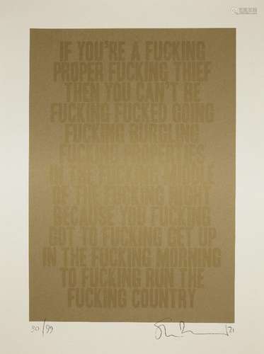 StanleyDonwood,Britishb.1968-FuckinThief(GoldenWords),2021;s...