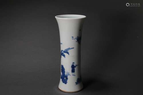 Blue and White Figure Beaker Vase