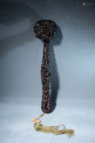 Sandalwood Dragon Ruyi Scepter