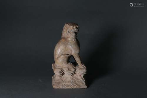 Greenish Marble Stone Figure of Lion