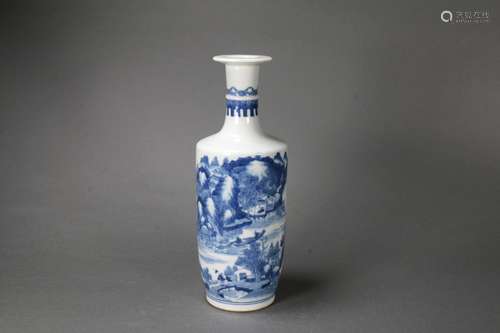 Blue and White Landscape Figure Vase