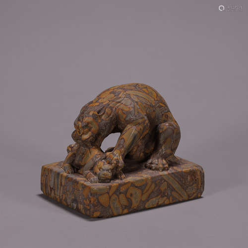 Carved Stone Auspicious Beast Paper Weight