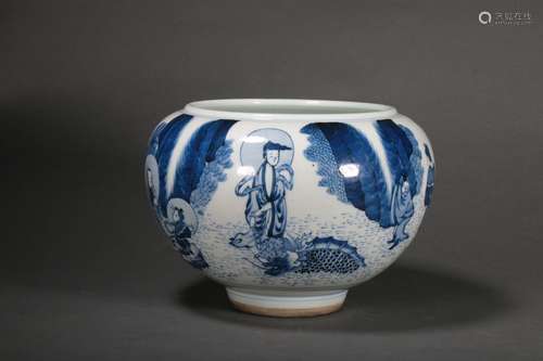 Blue and White Figure Story Jar