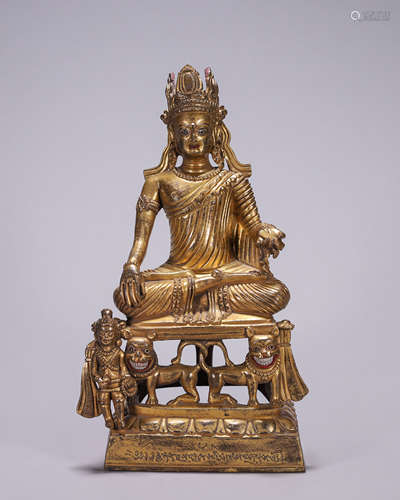 Gilt-Bronze Figure of Lion Buddha