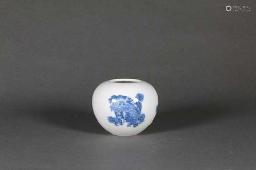 Blue and White Lion Water Coupe