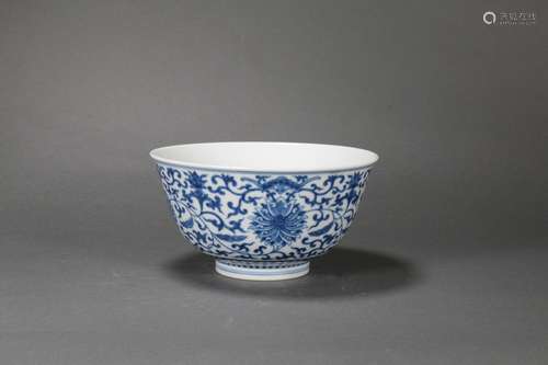 Blue and White Interlocking Lotus Bowl