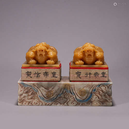 Pair of Tianhuang Stone Dragon Seals