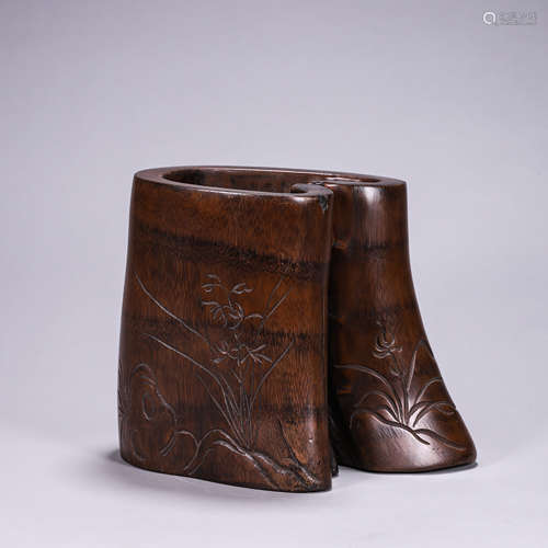 Carved Bamboo Floral Brush Pot