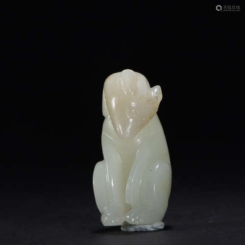 Carved Hetian Jade Mythical Beast Pendant